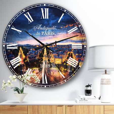 Night Paris Amazing View - Skyline Large Wall CLock