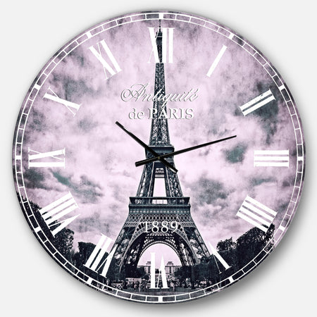 Paris Eiffel TowerUnder Dramatic Sky - Skyline Wall CLock