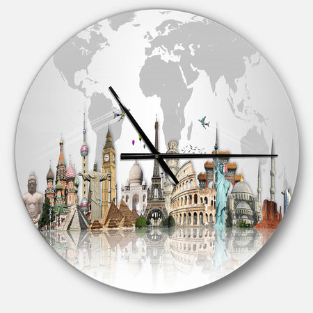 Famous Monuments Across World - Oversized Industrial Wall CLock