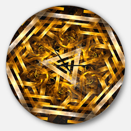 Fractal 3D Yellowish Hexagon - Oversized Modern Wall CLock