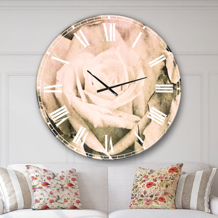 Bunch of Roses Black and White - Floral Oversized Wall CLock