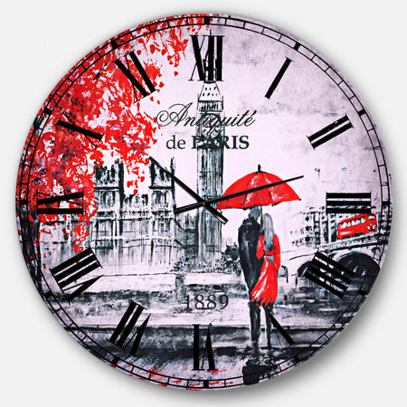 Couples Walking in London - Vintage Large Wall CLock