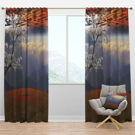 Beautiful Flower Field At Sunset - Landscape Curtain Panels