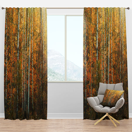 Yellow Colorful Autumn Forest - Forest Curtain Panels