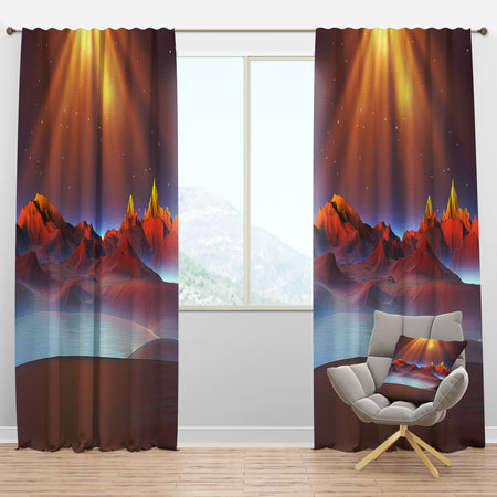 Alien Landscape at Sunset - Landscape Curtain Panels
