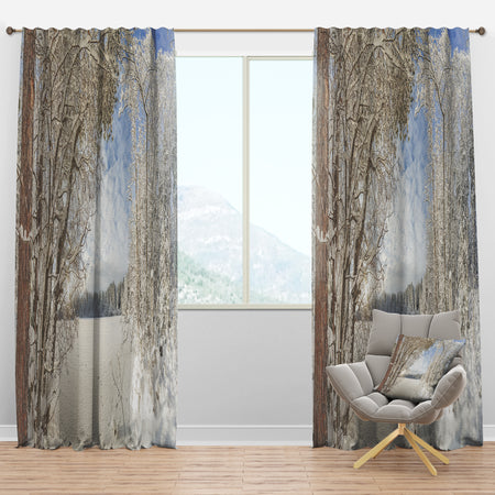 Lake in Winter Woods - Landscape Curtain Panels
