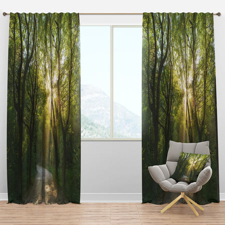 Evening in Green Forest - Landscape Curtain Panels