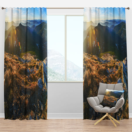 Mountains Glowing in Sunlight - Landscape Curtain Panels