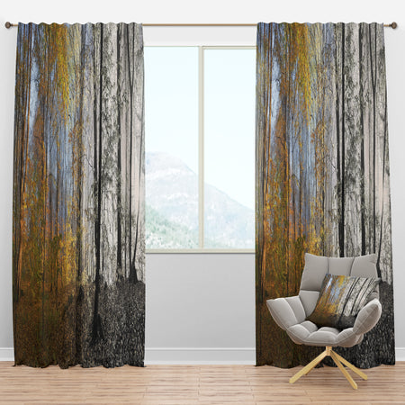 Yellow Morning in Forest Panorama - Landscape Curtain Panels