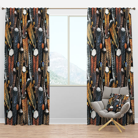Feathers seamless pattern. - Animals Curtain Panels