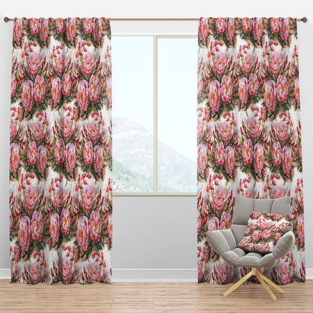 Wild Roses in Oil Painting - Floral Curtain Panels