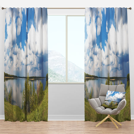 River on Sunny Day Cloud - Landscapes Curtain Panels