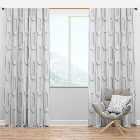 Curved Shape Pattern - Scandinavian Curtain Panels