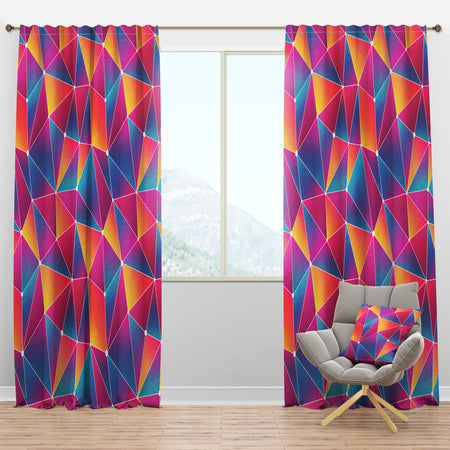 Bright Triangle with Grunge Effect - Modern Curtain Panels