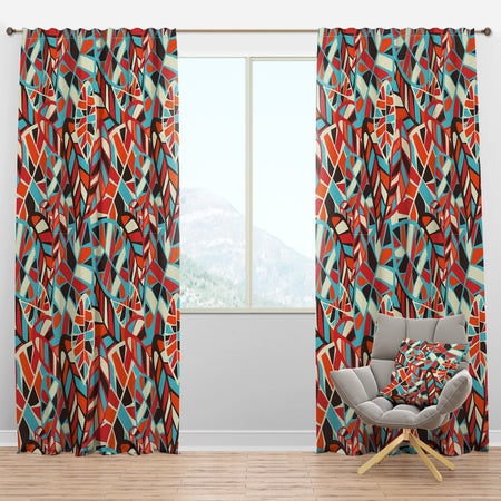 Abstract Leaves Pattern - Bohemian & Eclectic Curtain Panels