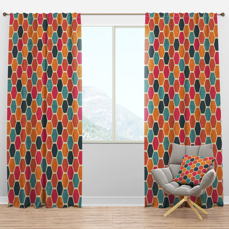 Retro Geometric Pattern - Modern Curtain Panels
