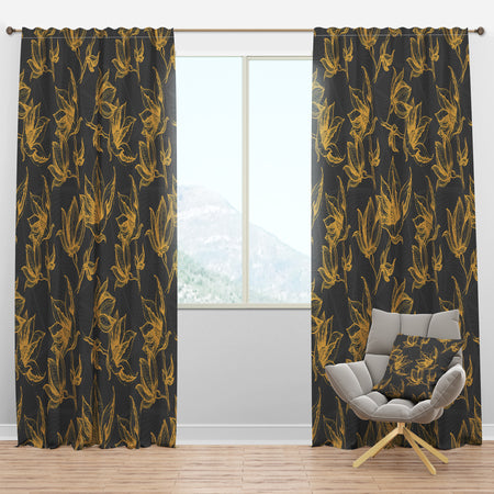 Hand Drawn Floral Pattern - Modern & Contemporary Curtain Panels