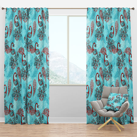 Winter Pattern with Peacocks & Snowflakes - Modern & Contemporary Curtain Panels