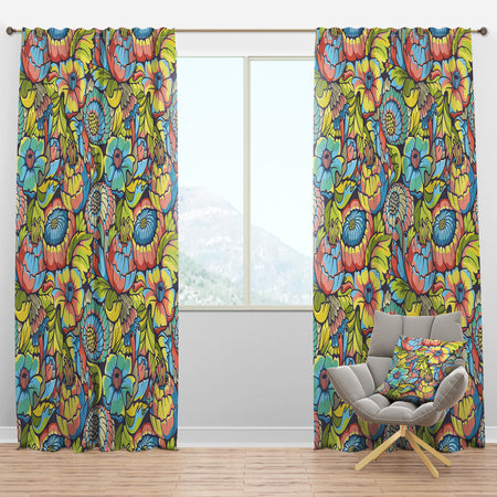 Amazing Colorful Floral Pattern - Modern & Contemporary Curtain Panels