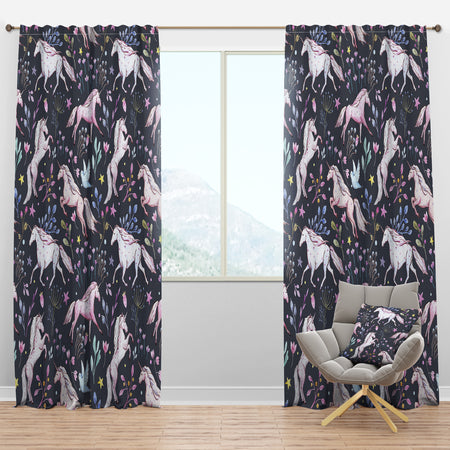 Watercolor Unicorn Pattern - Modern Curtain Panels