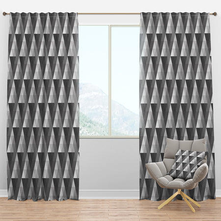 Monochromatic Pattern with Triangles - Modern Curtain Panels