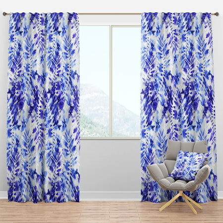 Leaves and Flowers Pattern - Tropical Curtain Panels