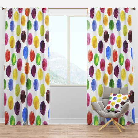 Pattern with Multicolor Watercolor Spots - Modern & Contemporary Curtain Panels