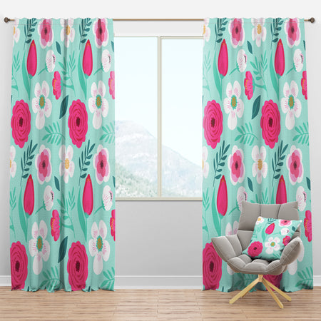 Rustic Flowers and Leaves - Modern & Contemporary Curtain Panels