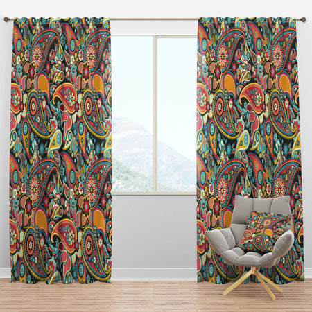 Traditional Asian Elements Paisley - Bohemian & Eclectic Curtain Panels