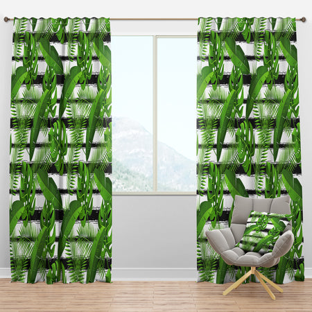 Pattern with Tropical Palm Leaves - Tropical Curtain Panels