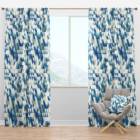 Triangular Modern Geometric Blue - Modern & Contemporary Curtain Panels