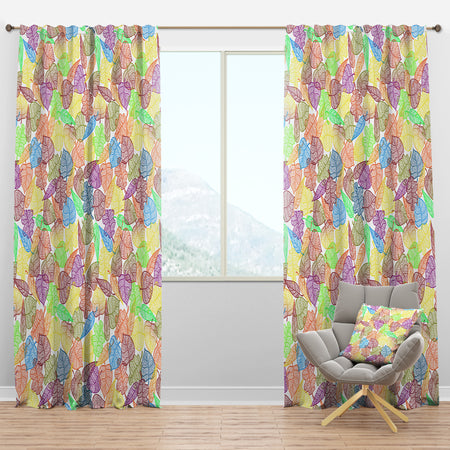 Autumn Transparent Leaves Pattern - Modern & Contemporary Curtain Panels