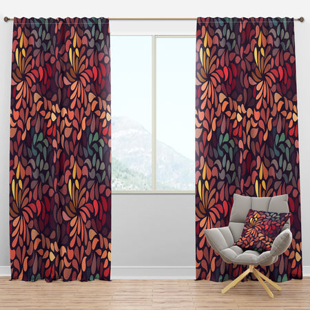 Abstract Floral Pattern - Bohemian & Eclectic Curtain Panels