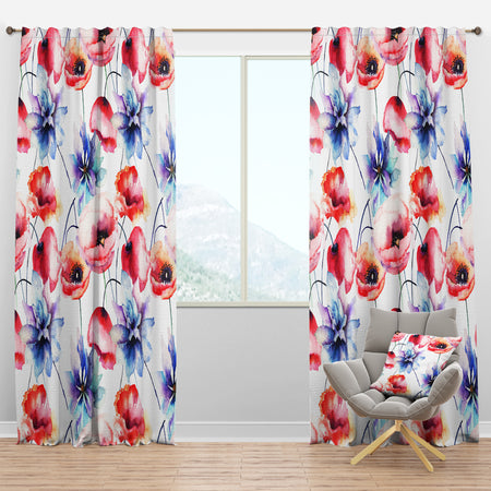 Contempoary Colorful Flowers - Modern & Contemporary Curtain Panels