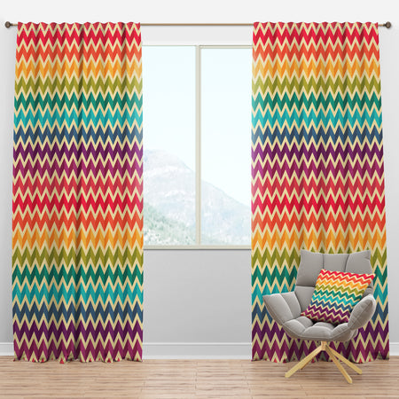 Geometric Pattern with Zigzags - Bohemian & Eclectic Curtain Panels