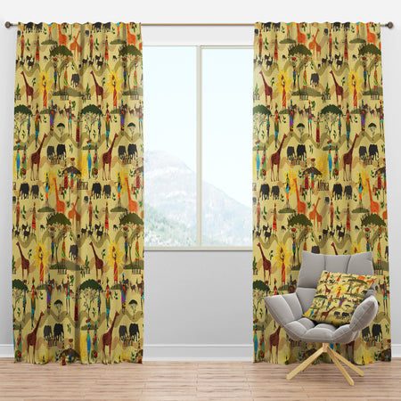 Ethnic African Texture - Tropical Curtain Panels