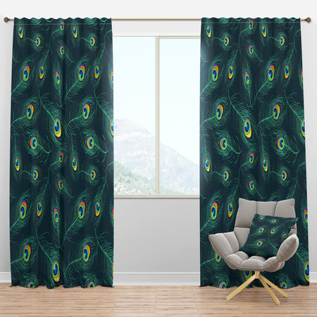 Pattern of Peacock Feathers - Modern & Contemporary Curtain Panels