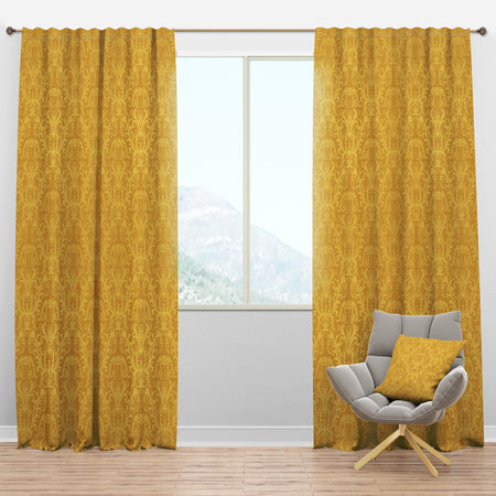 Luxury Golden Floral - Glam Curtain Panels