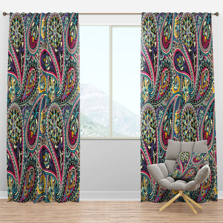 Pattern Based on Traditional Asian Elements Paisley - Vintage Curtain Panels