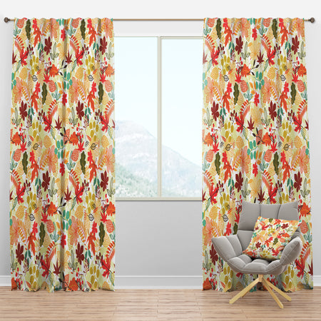 Pattern with Stylized Autumn Leaves - Modern & Contemporary Curtain Panels