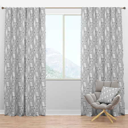 Geometric Pattern in Op Art Design - Scandinavian Curtain Panels