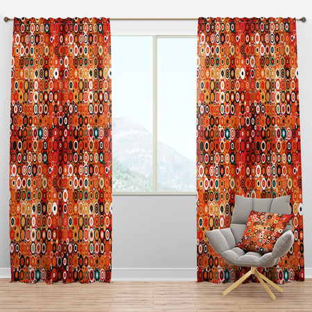 Disco Style Pattern with Dots & Circles - Modern & Contemporary Curtain Panels