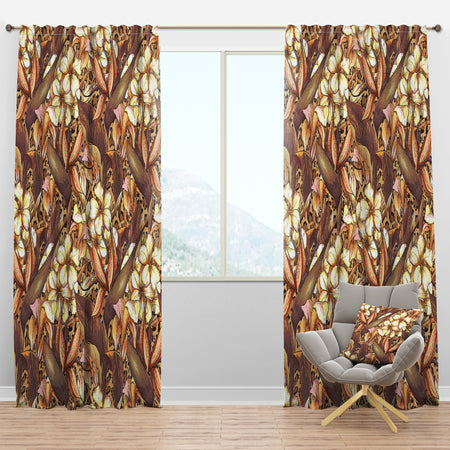 Pattern with Exotic Flowers - Tropical Curtain Panels