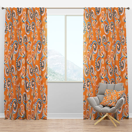 Ornamental Floral Pattern with Flowers - Bohemian & Eclectic Curtain Panels