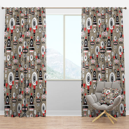 Pattern Amusing Lovers Robots - Modern & Contemporary Curtain Panels