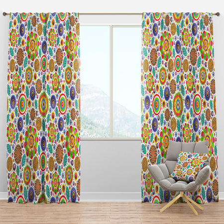 Fashionable Flowers Pattern - Bohemian & Eclectic Curtain Panels