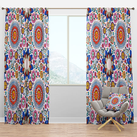 Abstract Flowers Pattern - Bohemian & Eclectic Curtain Panels