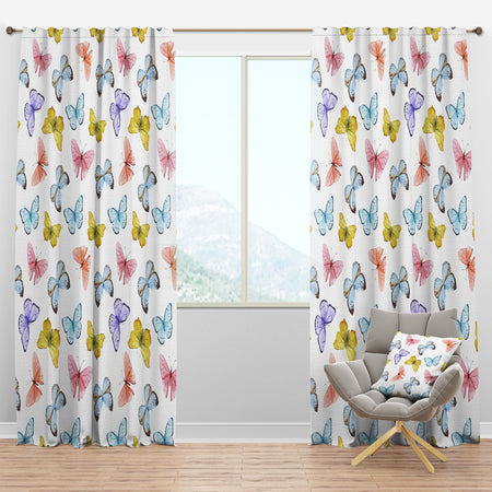 Watercolor Butterfly Pattern - Traditional Curtain Panels