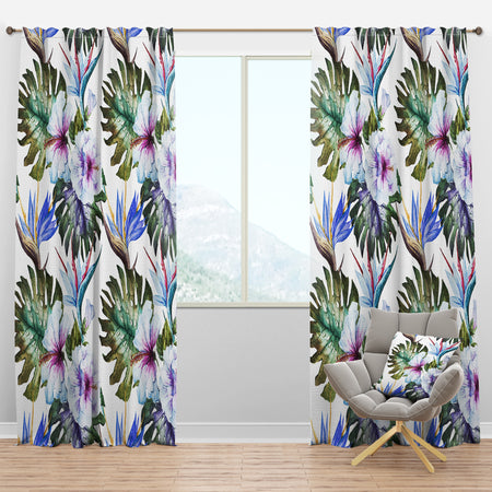 Watercolor Hibiscus Patterns - Tropical Curtain Panels