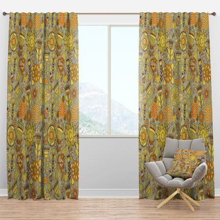 Flower Pattern Botanic Texture - Modern & Contemporary Curtain Panels